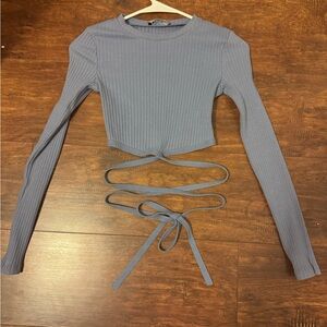 Zara Ribbed Long Sleeve Crop Top